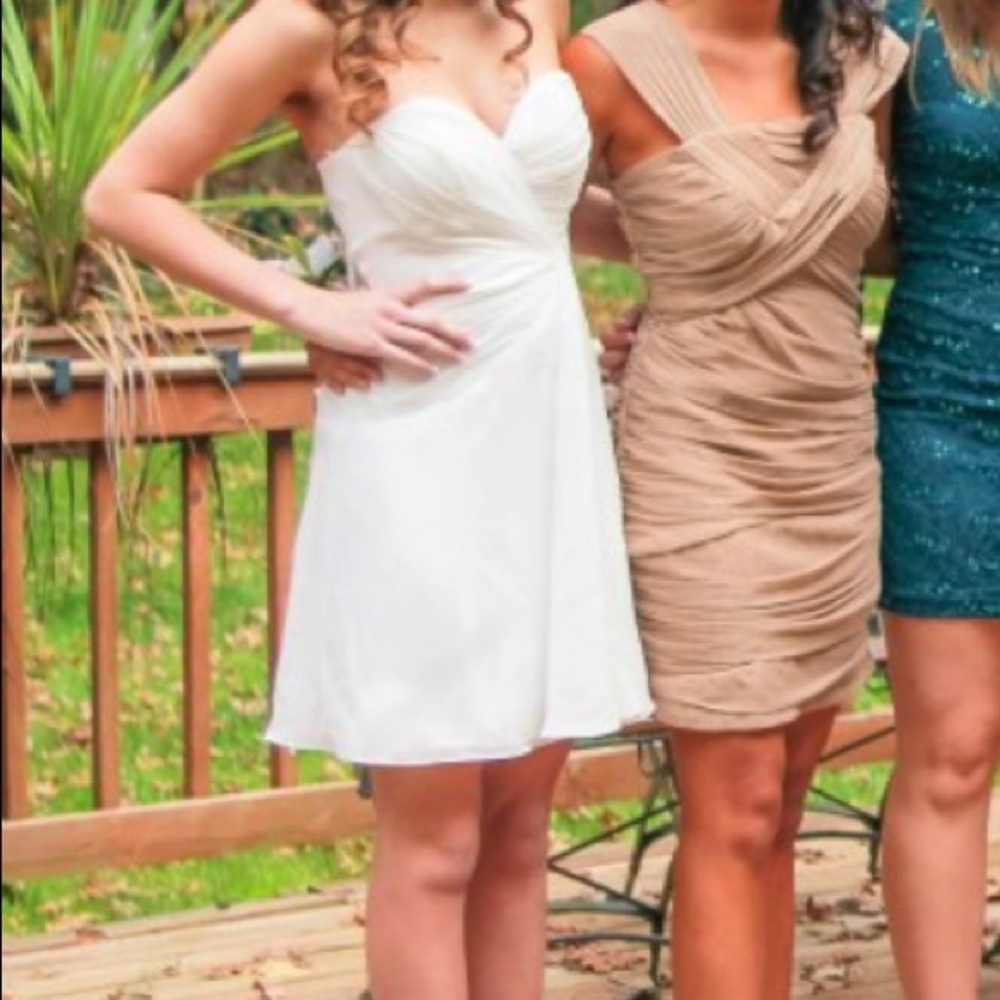 White strapless short dress with cape back